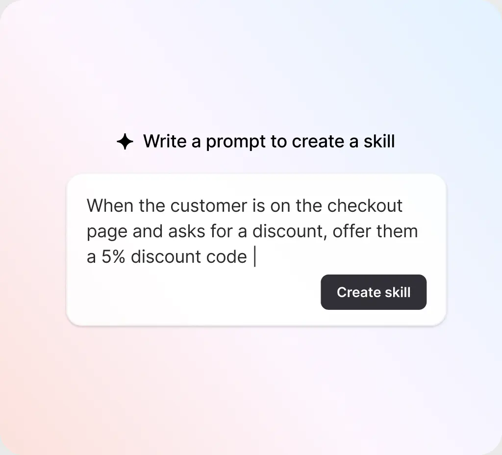 Prompt creating a custom AI agent skill for checkout discounts