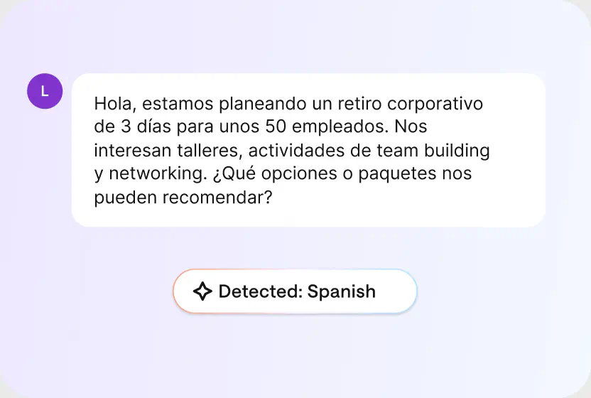 AI language detection recognizing a Spanish customer message