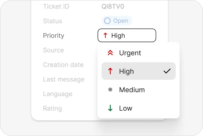 Priority picker setting a ticket to high in HelpDesk.com