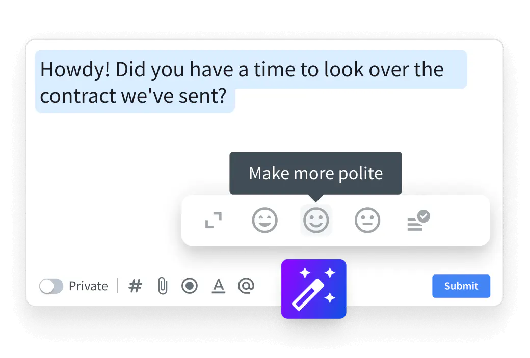 View of AI features in the HelpDesk.com app