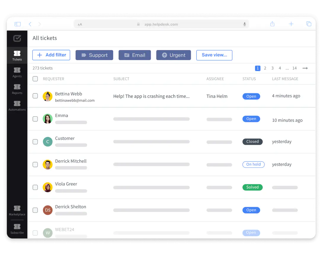 Desktop version of HelpDesk.com app