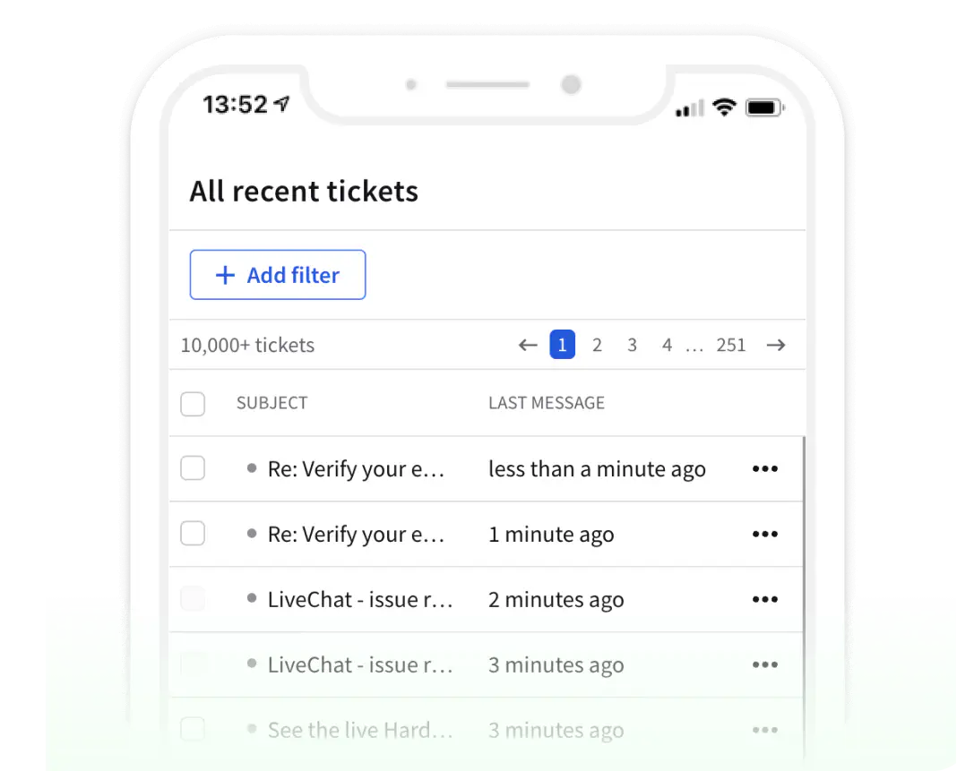Mobile version of HelpDesk.com app