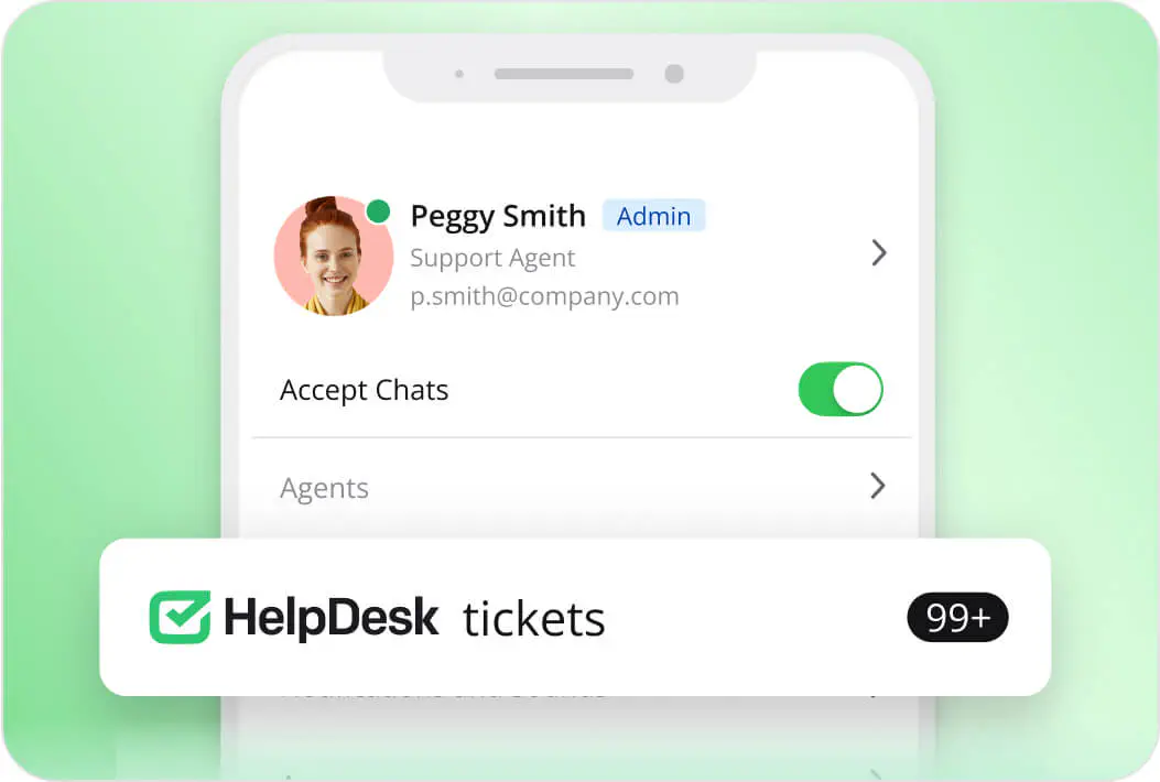 View of multichannel support in the HelpDesk.com app