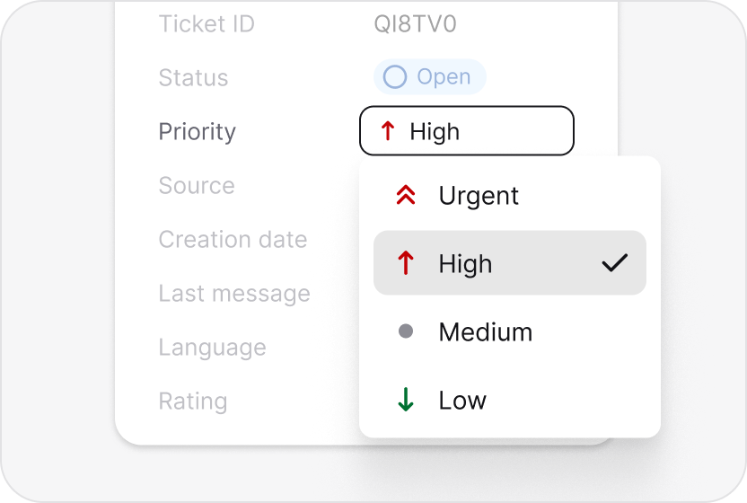 Priority picker setting a ticket to high in HelpDesk.com