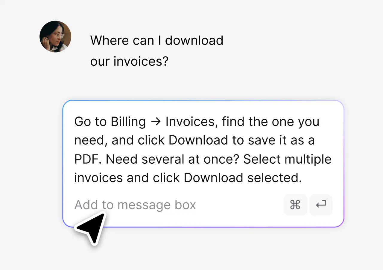 Canned response inserted into an email ticket reply in HelpDesk.com