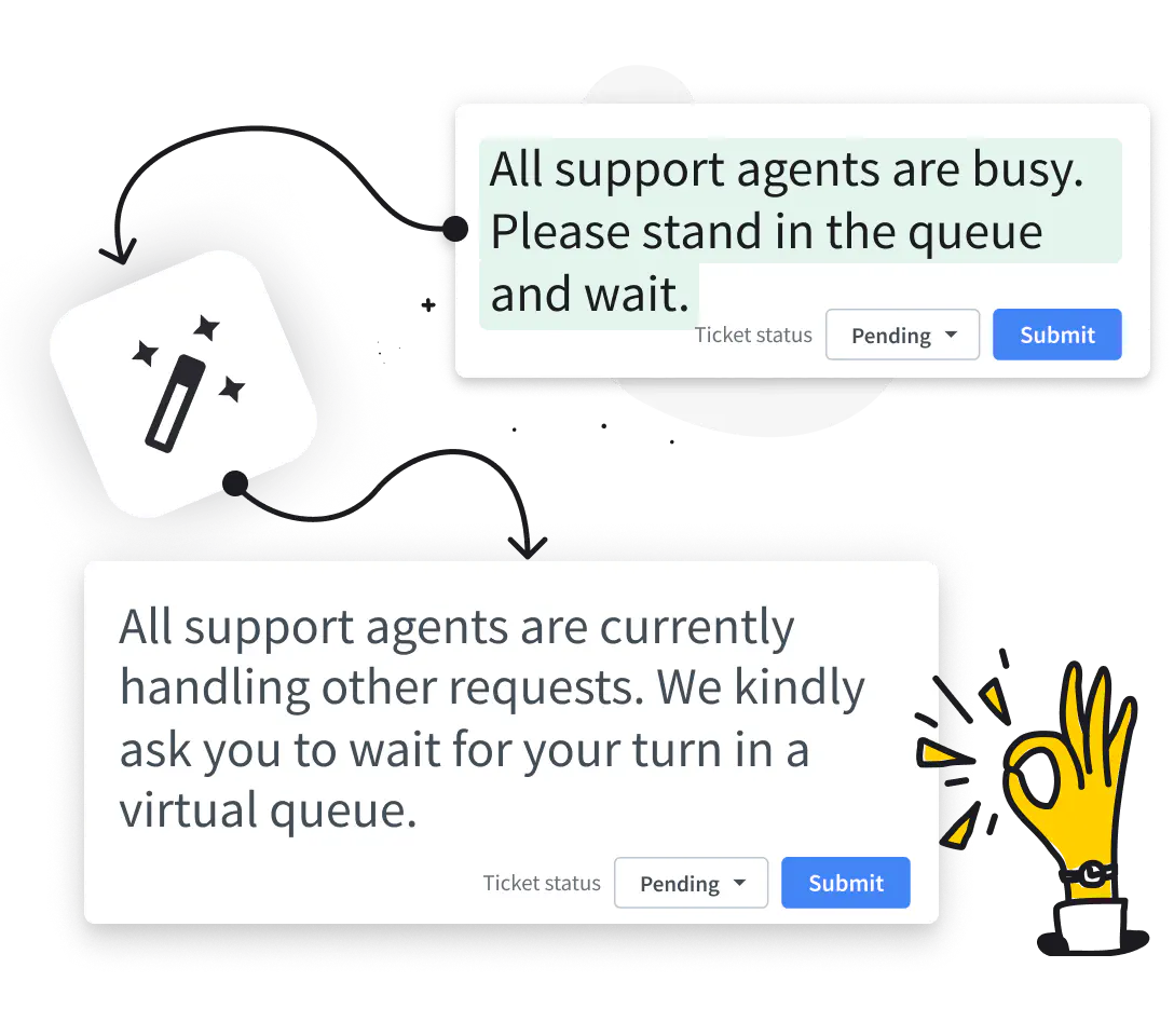 Expanding the text in HelpDesk.com.