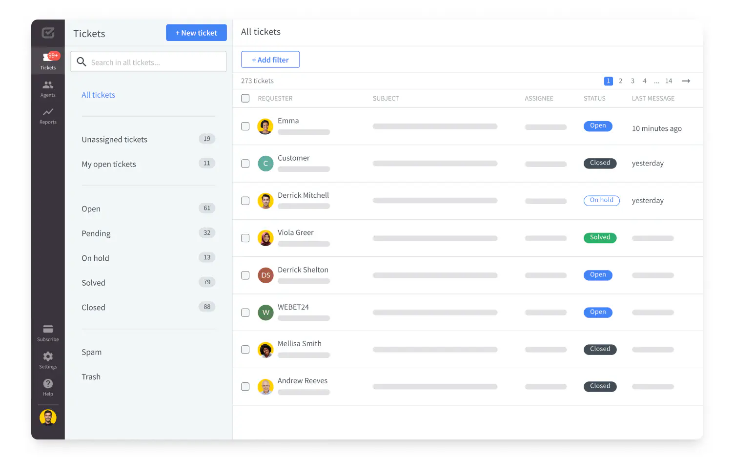 The AI text enhancements in the message area in HelpDesk.com.