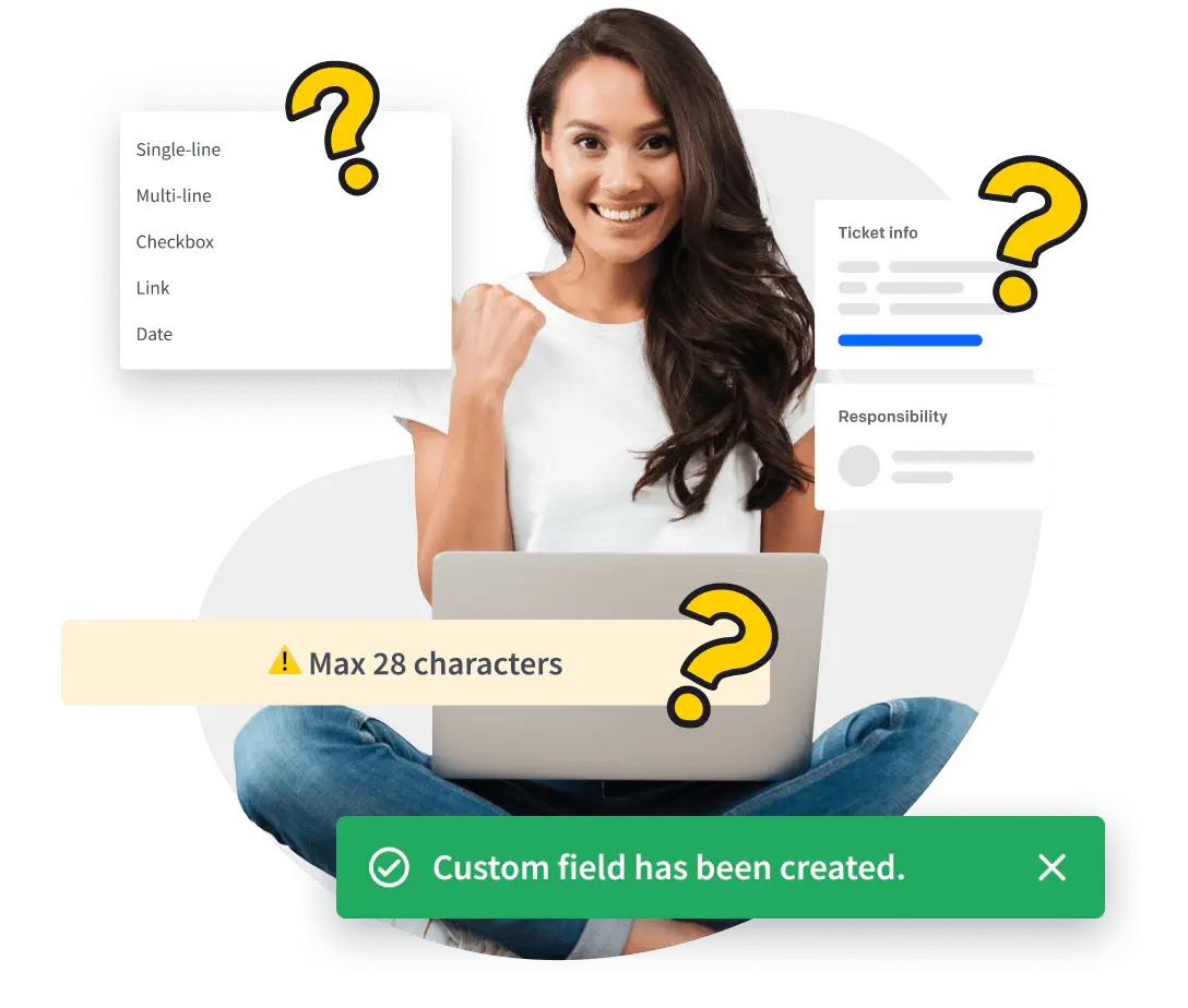 A person who is sitting and thinking about how to manage a custom field in the ticket details.