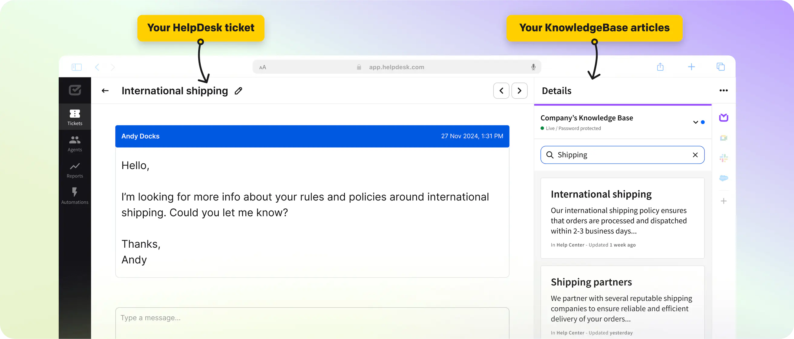 HelpDesk.com and KnowledgeBase integration
