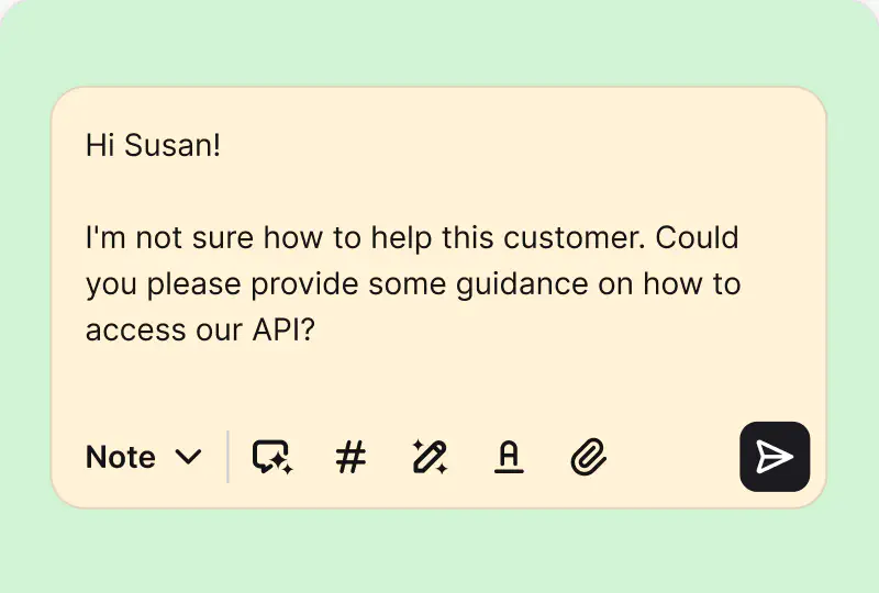Private notes on a ticket in the HelpDesk.com ticket management system