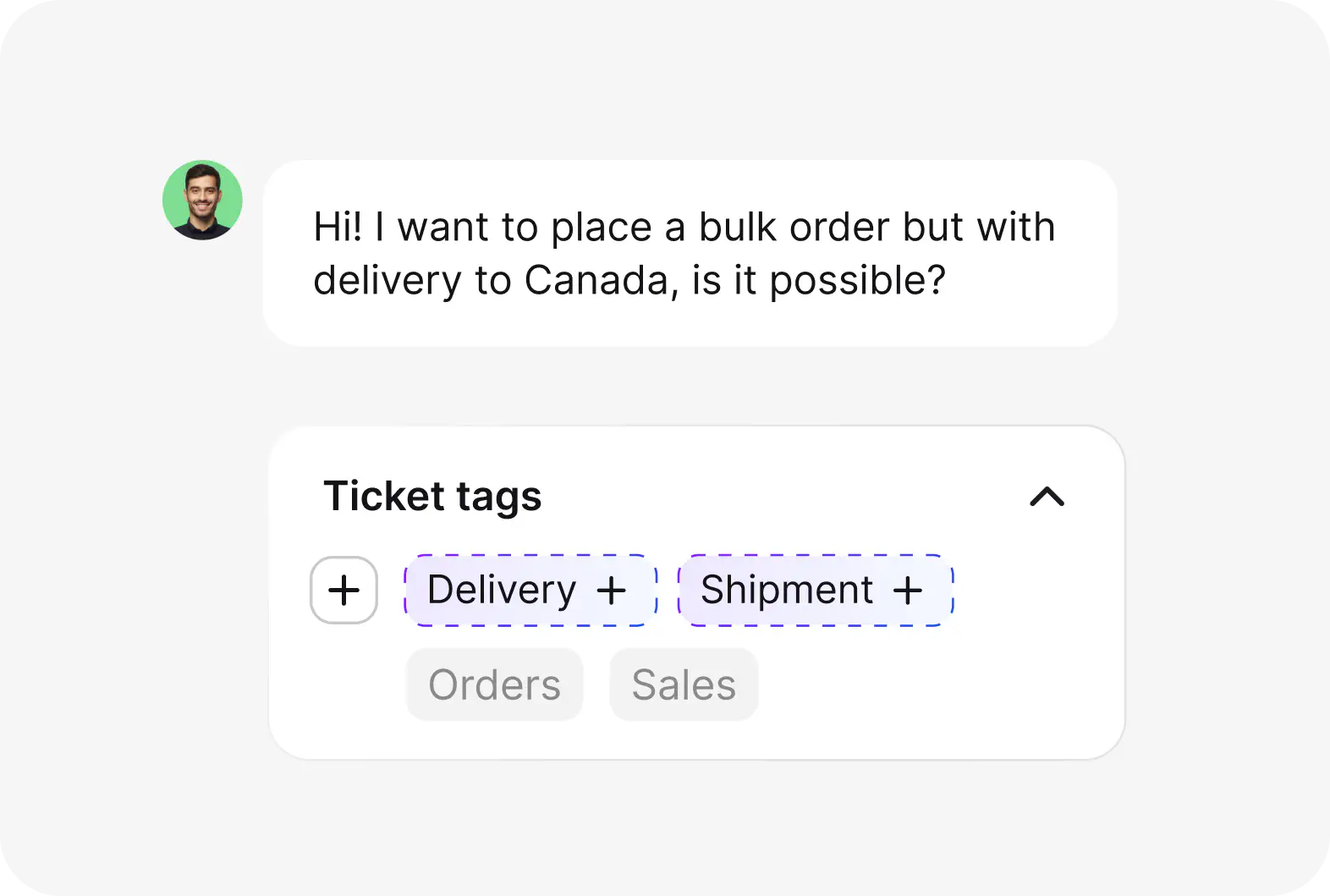 AI tag suggestions categorizing a ticket in HelpDesk.com