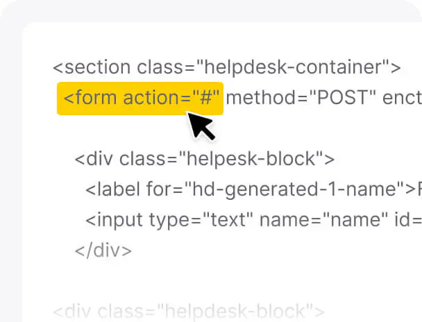 Customizing action URL in HelpDesk.com Contact Form Builder