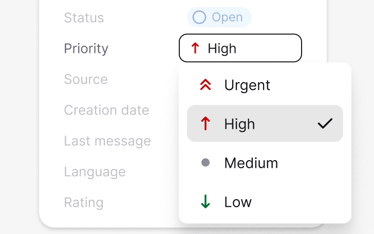 Priority picker setting a ticket to high in HelpDesk.com