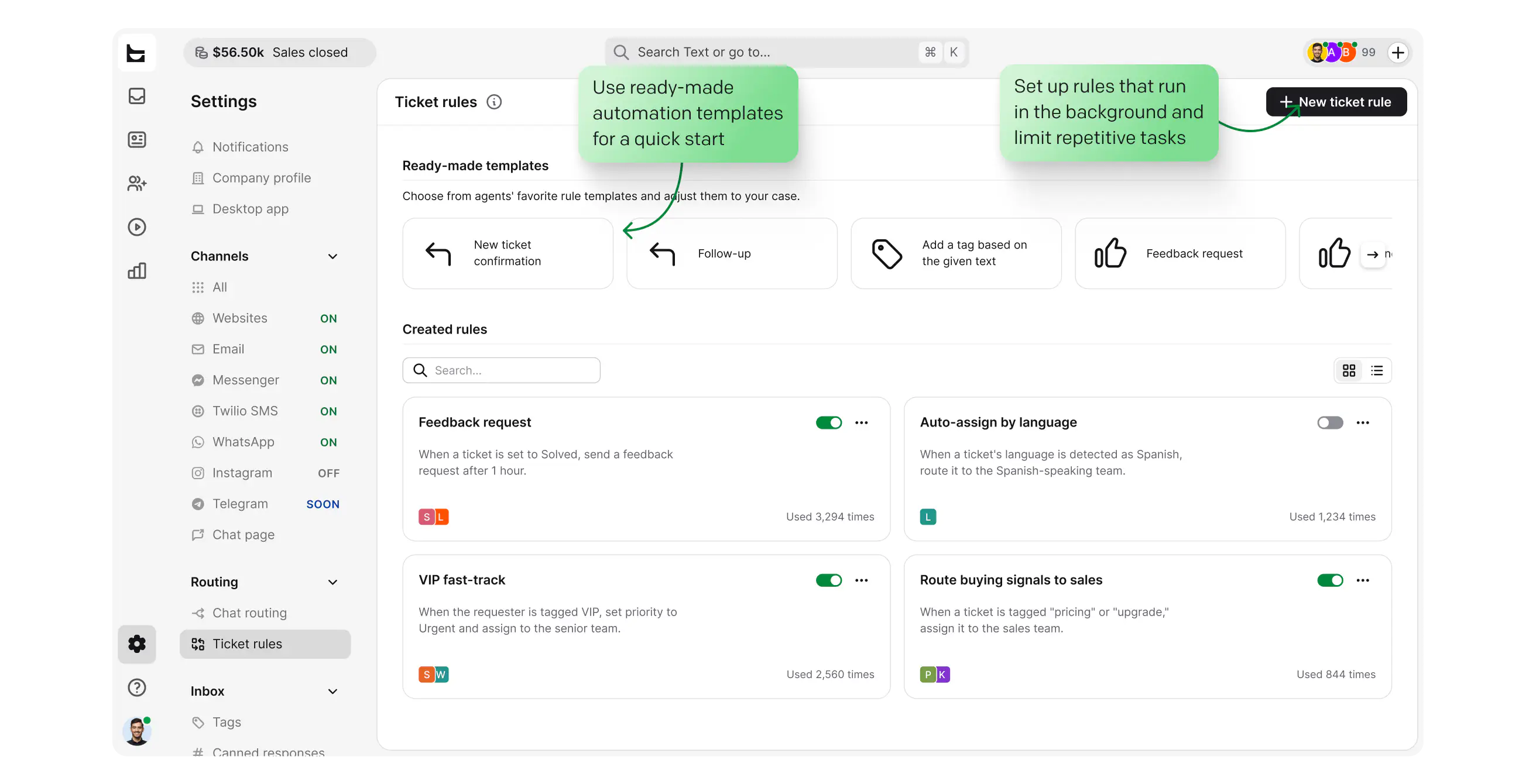 Route — ticket rules and automation templates for routing and assignment in HelpDesk