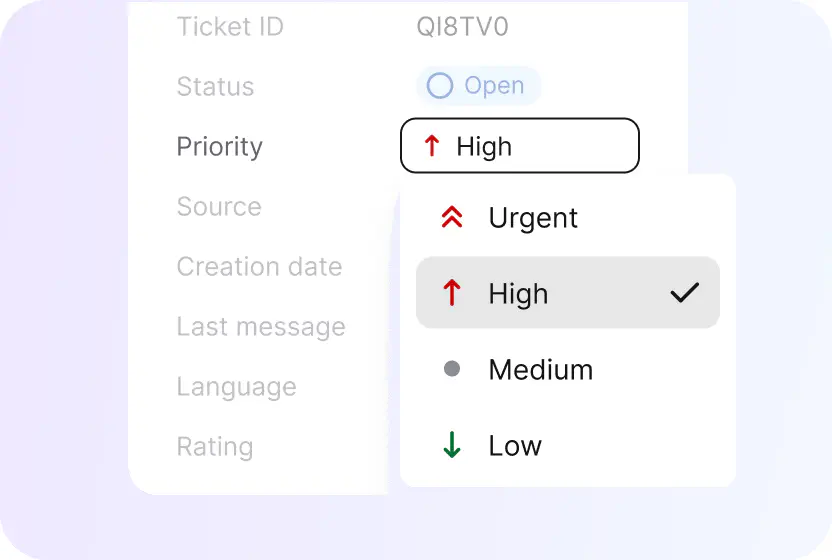 Priority picker setting a maintenance ticket to high in HelpDesk.com