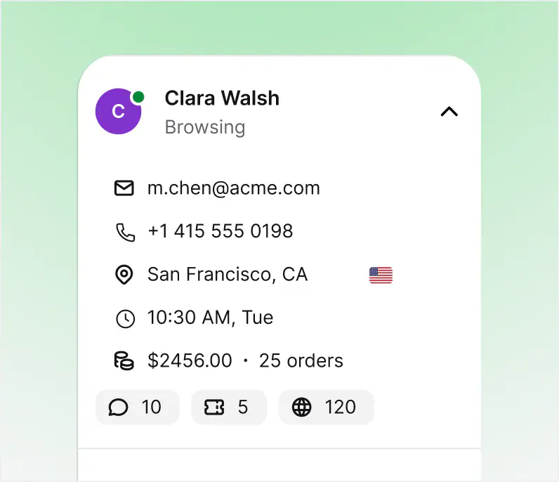 A request handled as a ticket in HelpDesk.com, with the full conversation and contact details in one view