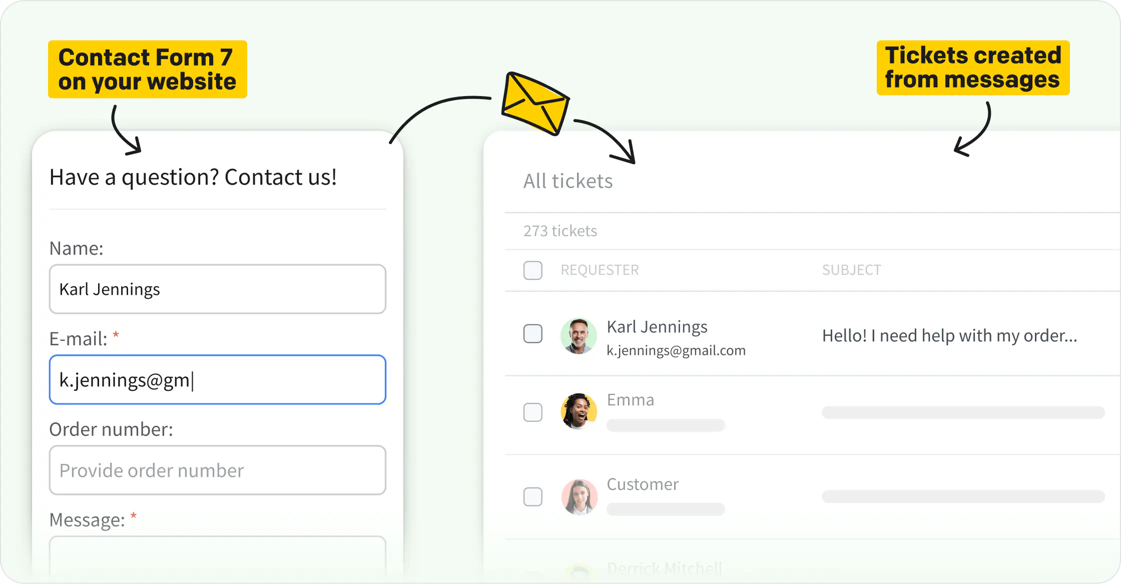 Integration of HelpDesk.com ticketing system with Contact Form 7