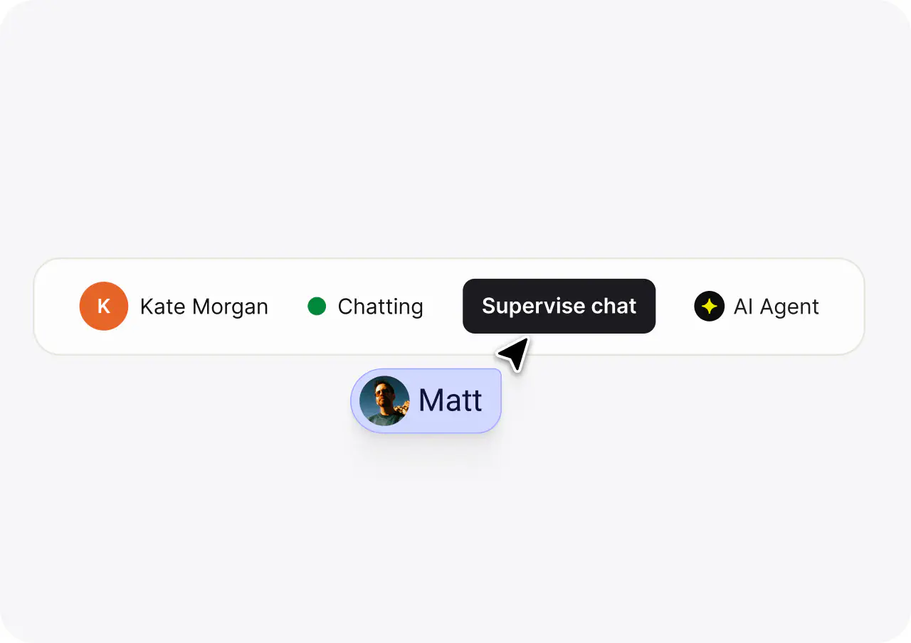 Supervise chat control passing an AI agent conversation to a human teammate in HelpDesk.com