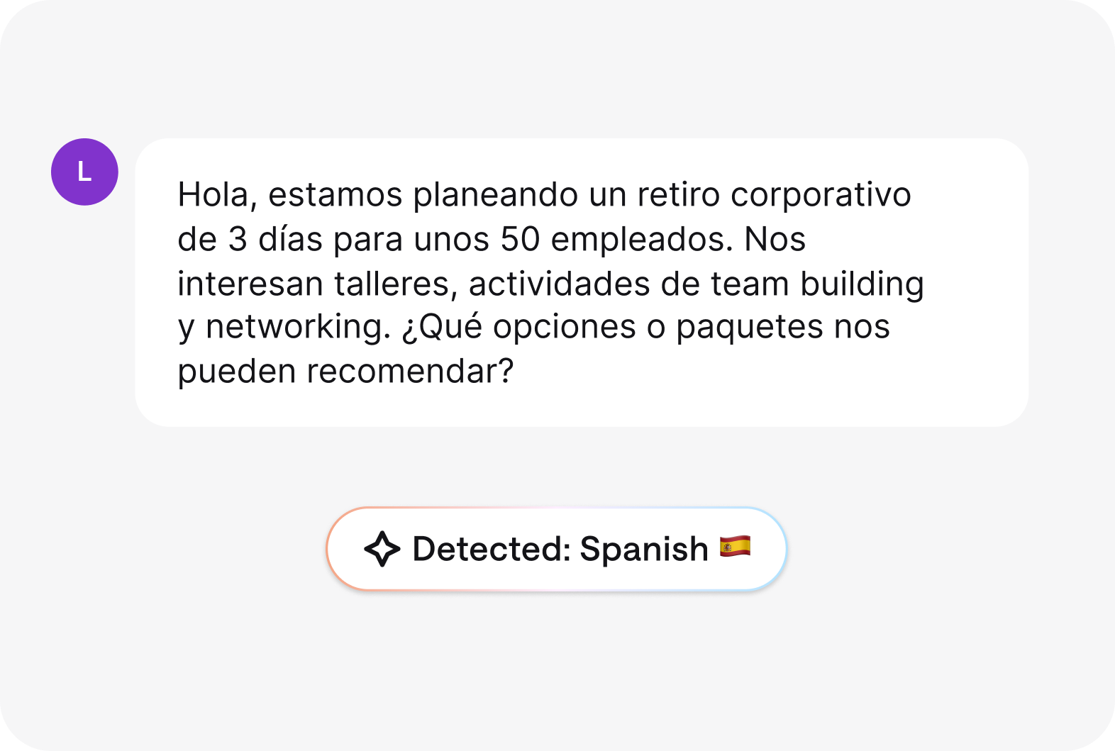 AI HelpDesk: AI language detection view