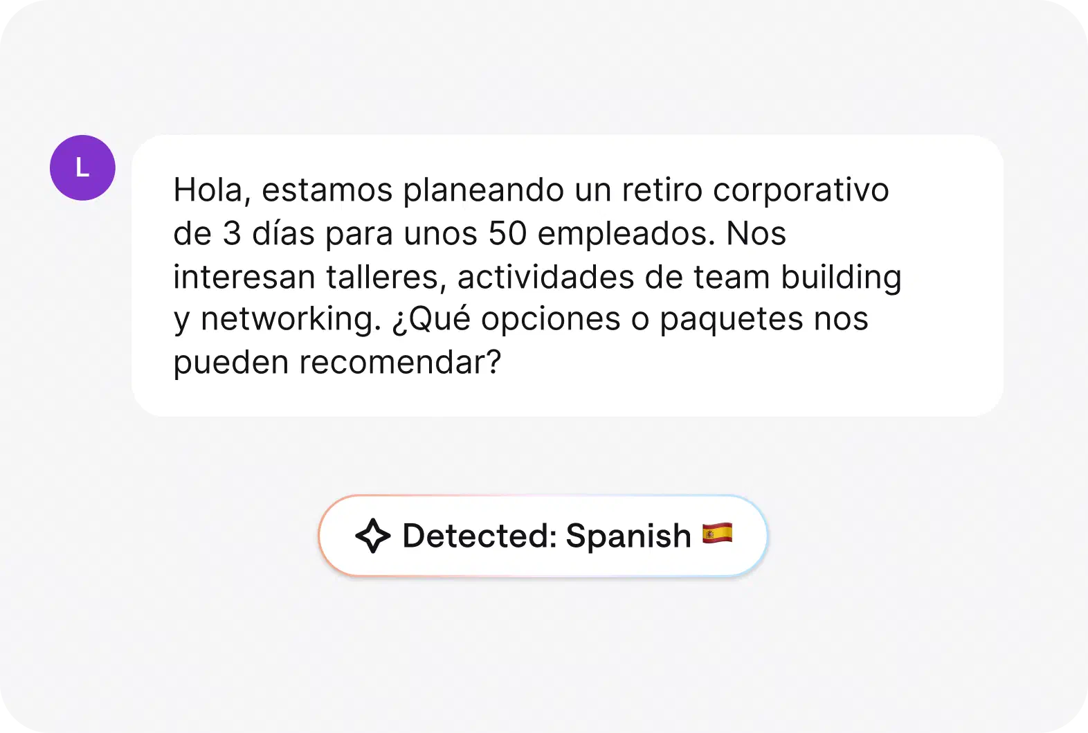AI help desk: AI language detection view