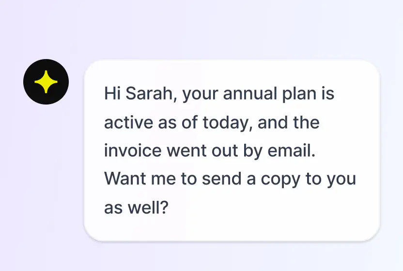 AI Agent resolving a routine question in chat in HelpDesk.com