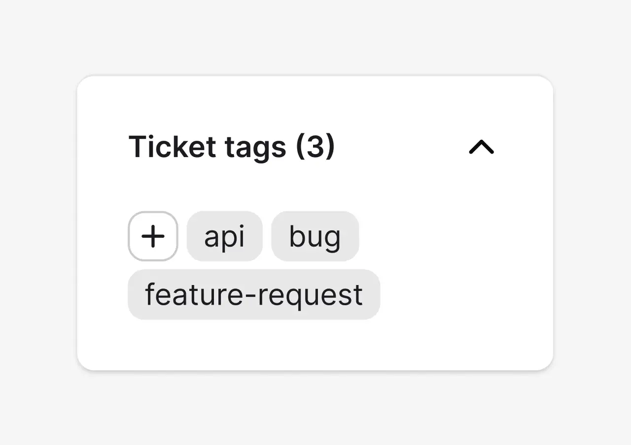 Ticket tags editor adding api and bug labels to a support case in HelpDesk.com