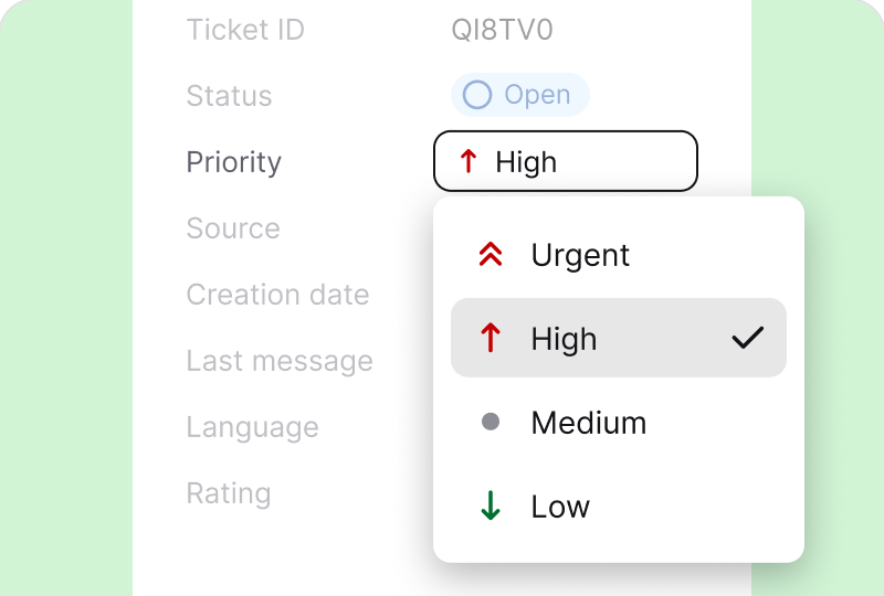 Ticket status and priority picker in HelpDesk.com
