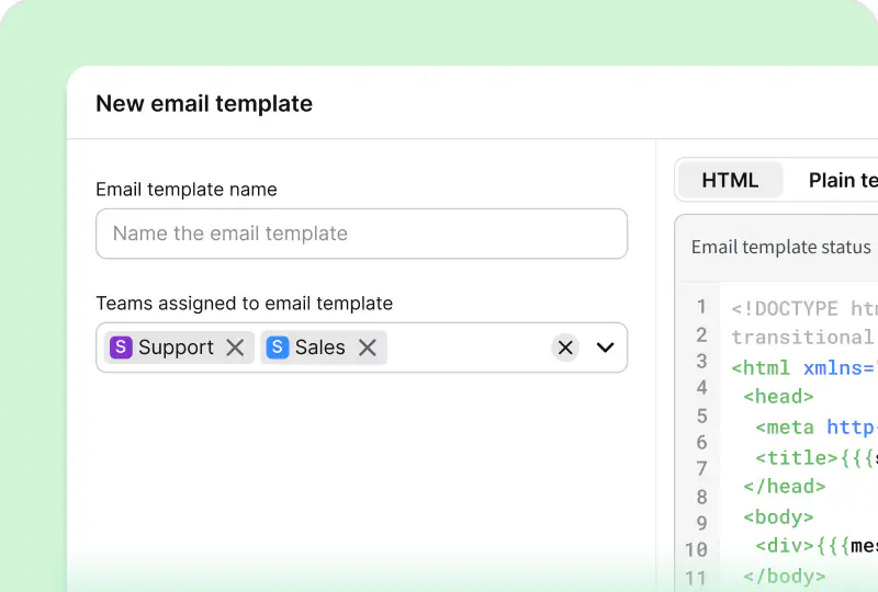 Multiple email templates in the HelpDesk.com team collaboration software