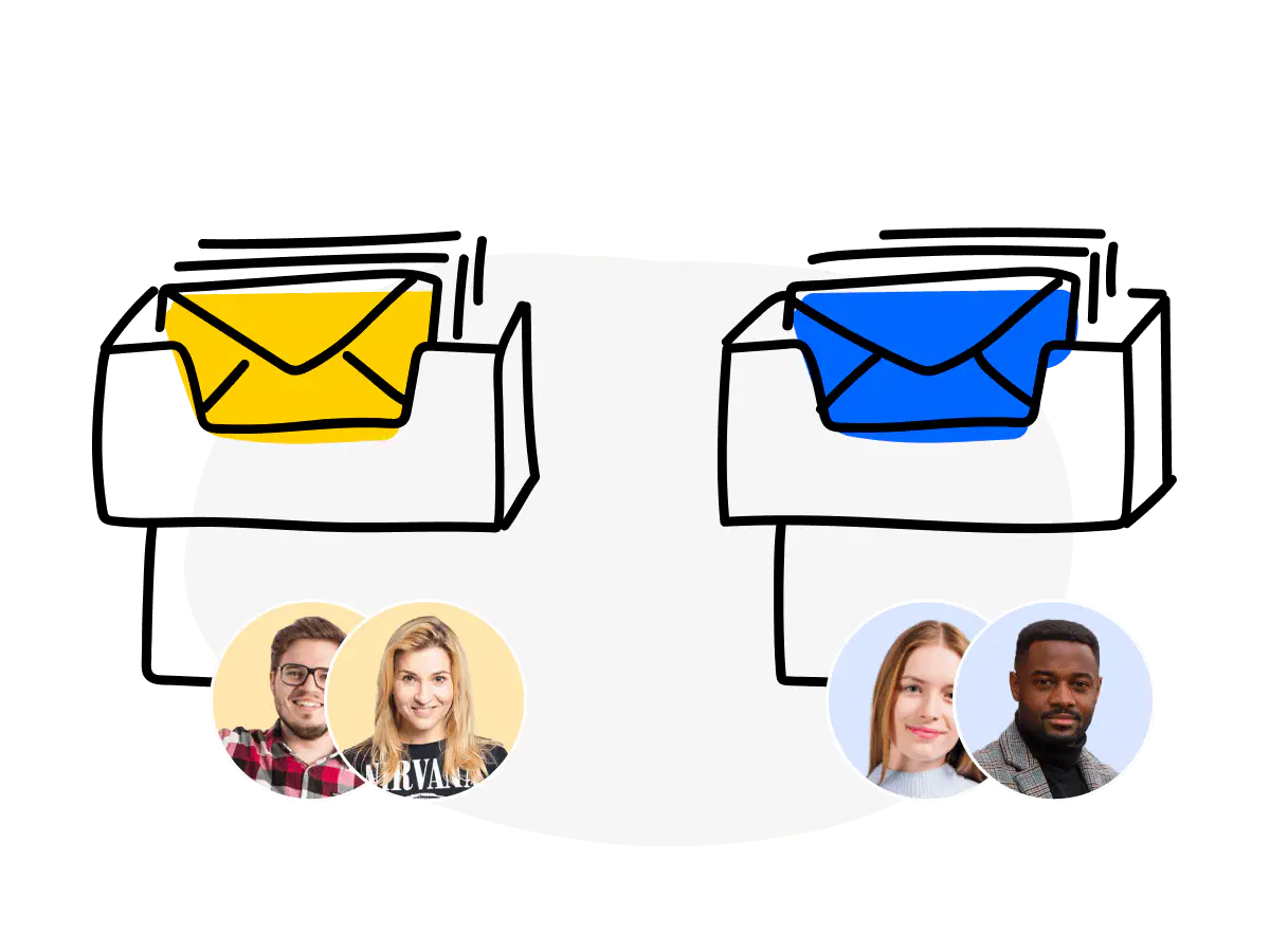 Two inboxes and different agents assigned to these inboxes.
