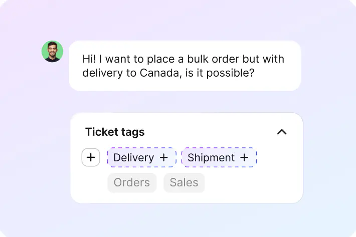 AI tag suggestions categorizing a ticket in HelpDesk.com